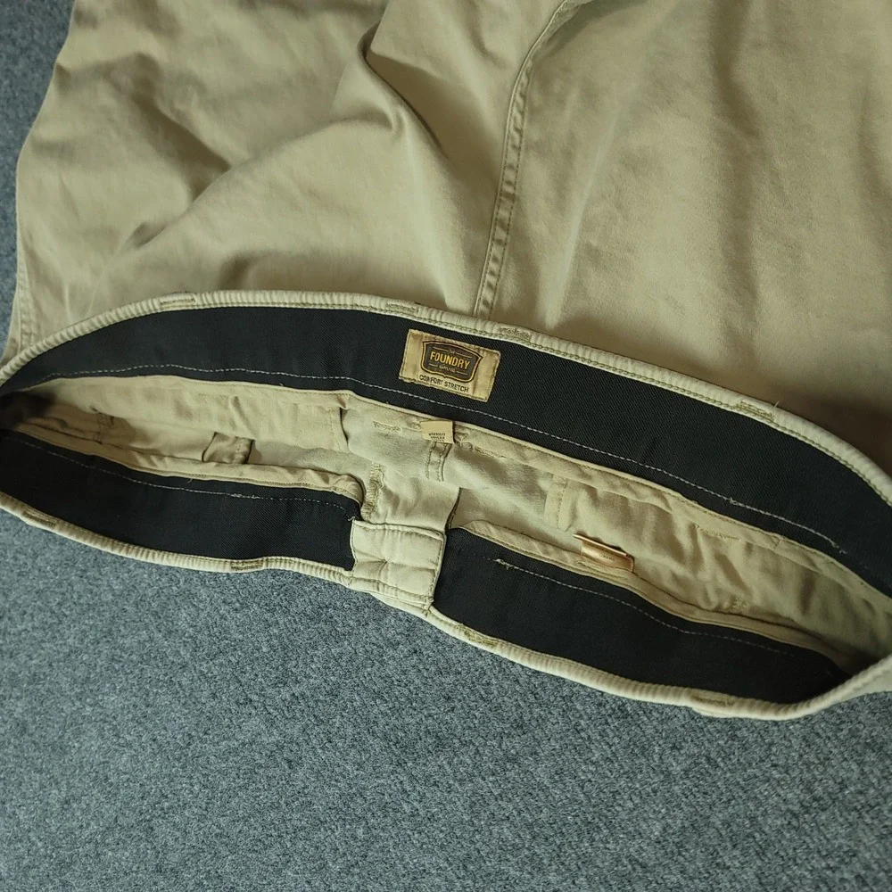 Foundry Supply Co Men Big 48 Khaki Tan Comfort Stretch Chino Shorts Cotton Blend